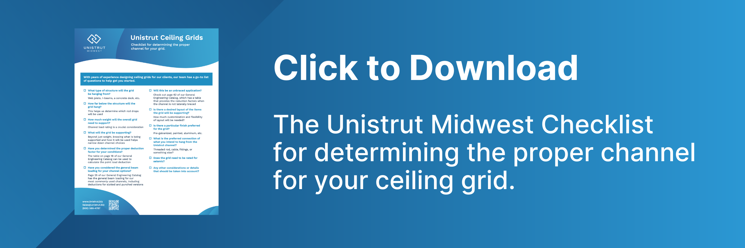 Unistrut Midwest Ceiling Grid Checklist
