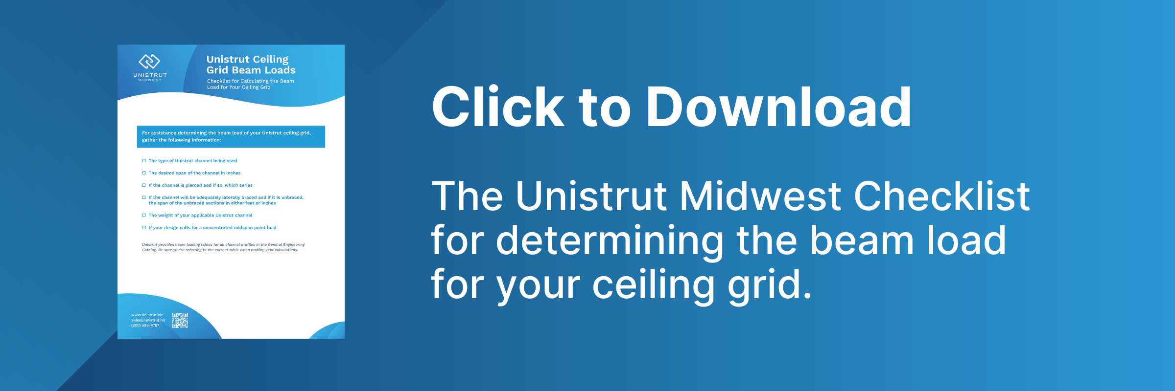 Unistrut Midwest Ceiling Grid Beam Load Checklist